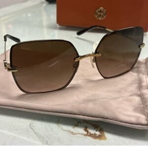 TORY BURCH TY6087 Gold Frame Brown Lenses Women's Sunglasses Excellent Condition